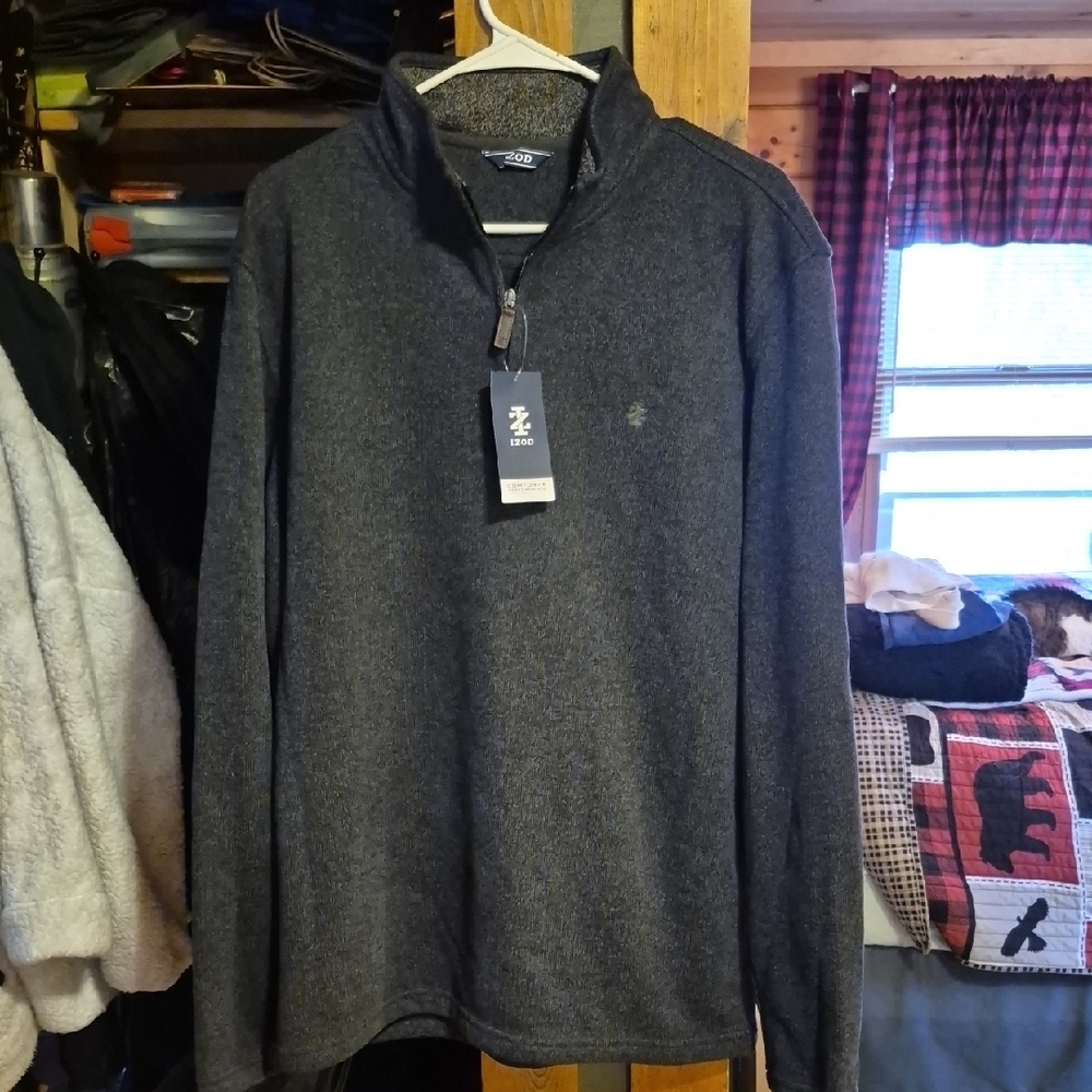 Izod Dark Charcoal Gray Zip Up Sweater